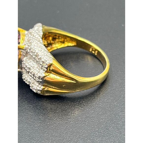 RT 925 Sterling Silver Vermeil Rose de France Amethyst Diamond
Ring Size 7.5 - Picture 5 of 11